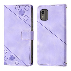 Leather Case Stands Flip Cover Holder YB3 for Nokia C12 Pro Purple