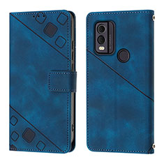 Leather Case Stands Flip Cover Holder YB3 for Nokia C22 Blue