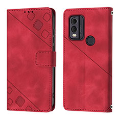 Leather Case Stands Flip Cover Holder YB3 for Nokia C22 Red