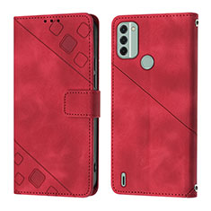 Leather Case Stands Flip Cover Holder YB3 for Nokia C31 Red