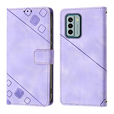 Leather Case Stands Flip Cover Holder YB3 for Nokia G22 Purple