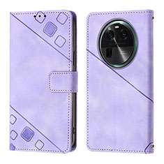 Leather Case Stands Flip Cover Holder YB3 for Oppo Find X6 5G Purple