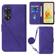 Leather Case Stands Flip Cover Holder YB3 for Oppo Reno8 T 4G Purple