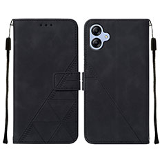 Leather Case Stands Flip Cover Holder YB3 for Samsung Galaxy A04E Black