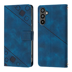 Leather Case Stands Flip Cover Holder YB3 for Samsung Galaxy A34 5G Blue