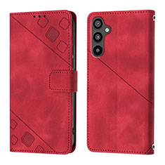 Leather Case Stands Flip Cover Holder YB3 for Samsung Galaxy A34 5G Red