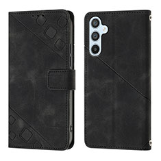 Leather Case Stands Flip Cover Holder YB3 for Samsung Galaxy A54 5G Black