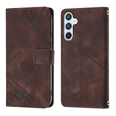 Leather Case Stands Flip Cover Holder YB3 for Samsung Galaxy A54 5G Brown