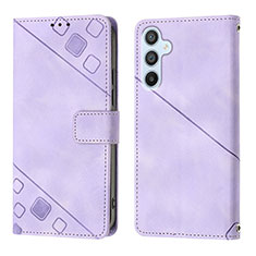 Leather Case Stands Flip Cover Holder YB3 for Samsung Galaxy A54 5G Purple