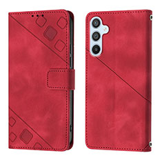 Leather Case Stands Flip Cover Holder YB3 for Samsung Galaxy A54 5G Red