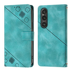 Leather Case Stands Flip Cover Holder YB3 for Sony Xperia 1 V Green