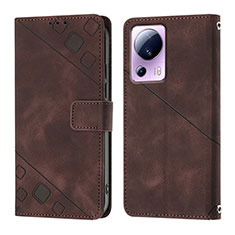 Leather Case Stands Flip Cover Holder YB3 for Xiaomi Civi 2 5G Brown