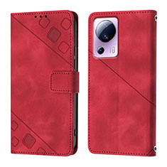 Leather Case Stands Flip Cover Holder YB3 for Xiaomi Civi 2 5G Red