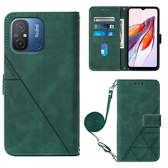 Leather Case Stands Flip Cover Holder YB3 for Xiaomi Poco C55 Green