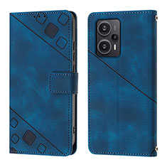 Leather Case Stands Flip Cover Holder YB3 for Xiaomi Poco F5 5G Blue