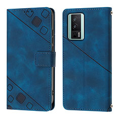 Leather Case Stands Flip Cover Holder YB3 for Xiaomi Poco F5 Pro 5G Blue