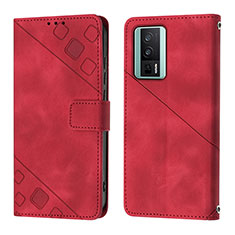 Leather Case Stands Flip Cover Holder YB3 for Xiaomi Poco F5 Pro 5G Red