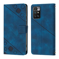 Leather Case Stands Flip Cover Holder YB3 for Xiaomi Redmi 10 Prime Blue