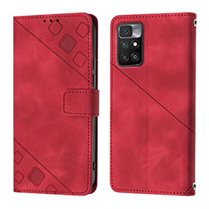 Leather Case Stands Flip Cover Holder YB3 for Xiaomi Redmi 10 Prime Red
