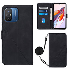 Leather Case Stands Flip Cover Holder YB3 for Xiaomi Redmi 11A 4G Black