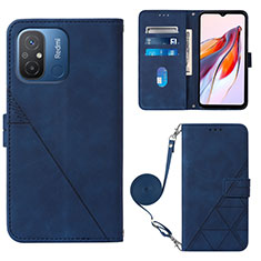 Leather Case Stands Flip Cover Holder YB3 for Xiaomi Redmi 12C 4G Blue