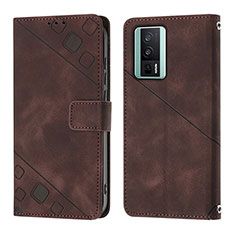 Leather Case Stands Flip Cover Holder YB3 for Xiaomi Redmi K60 5G Brown