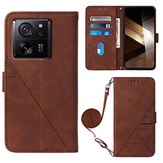 Leather Case Stands Flip Cover Holder YB3 for Xiaomi Redmi K60 Ultra 5G Brown