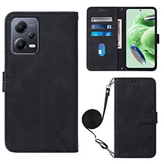 Leather Case Stands Flip Cover Holder YB3 for Xiaomi Redmi Note 12 5G Black