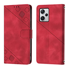 Leather Case Stands Flip Cover Holder YB3 for Xiaomi Redmi Note 12 Explorer Red