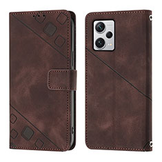 Leather Case Stands Flip Cover Holder YB3 for Xiaomi Redmi Note 12 Pro+ Plus 5G Brown