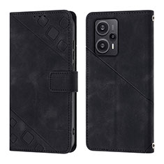 Leather Case Stands Flip Cover Holder YB3 for Xiaomi Redmi Note 12 Turbo 5G Black