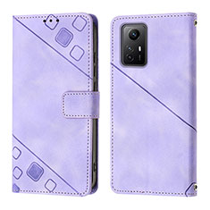 Leather Case Stands Flip Cover Holder YB3 for Xiaomi Redmi Note 12S Purple