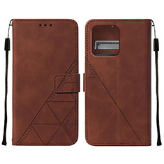 Leather Case Stands Flip Cover Holder YB4 for Motorola Moto Edge 40 Pro 5G Brown