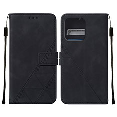 Leather Case Stands Flip Cover Holder YB4 for Motorola Moto Edge Plus (2023) 5G Black