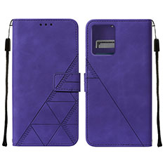 Leather Case Stands Flip Cover Holder YB4 for Motorola Moto G 5G (2023) Purple