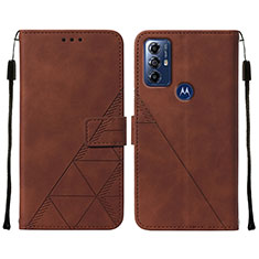 Leather Case Stands Flip Cover Holder YB4 for Motorola Moto G Play (2023) Brown