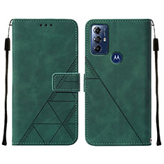 Leather Case Stands Flip Cover Holder YB4 for Motorola Moto G Play (2023) Green