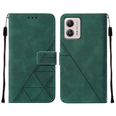 Leather Case Stands Flip Cover Holder YB4 for Motorola Moto G53 5G Green