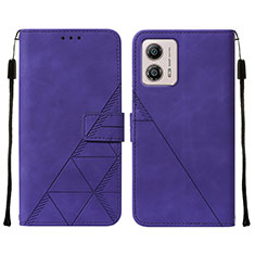 Leather Case Stands Flip Cover Holder YB4 for Motorola Moto G53 5G Purple