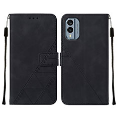 Leather Case Stands Flip Cover Holder YB4 for Nokia X30 5G Black