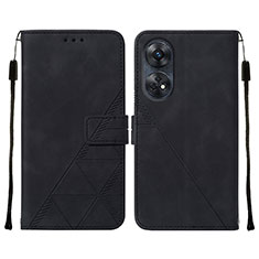 Leather Case Stands Flip Cover Holder YB4 for Oppo Reno8 T 4G Black