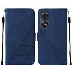 Leather Case Stands Flip Cover Holder YB4 for Oppo Reno8 T 4G Blue