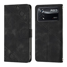 Leather Case Stands Flip Cover Holder YB4 for Xiaomi Poco X4 Pro 5G Black