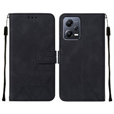 Leather Case Stands Flip Cover Holder YB4 for Xiaomi Poco X5 5G Black