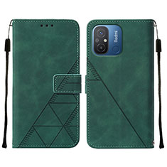 Leather Case Stands Flip Cover Holder YB4 for Xiaomi Redmi 12C 4G Green