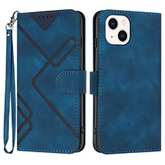 Leather Case Stands Flip Cover Holder YX1 for Apple iPhone 14 Plus Blue