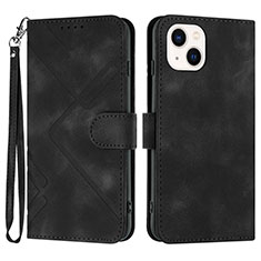 Leather Case Stands Flip Cover Holder YX1 for Apple iPhone 15 Black