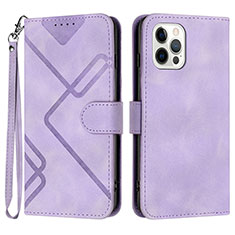 Leather Case Stands Flip Cover Holder YX1 for Apple iPhone 15 Pro Clove Purple