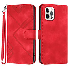 Leather Case Stands Flip Cover Holder YX1 for Apple iPhone 16 Pro Red Wine