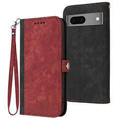 Leather Case Stands Flip Cover Holder YX1 for Google Pixel 7 5G Red